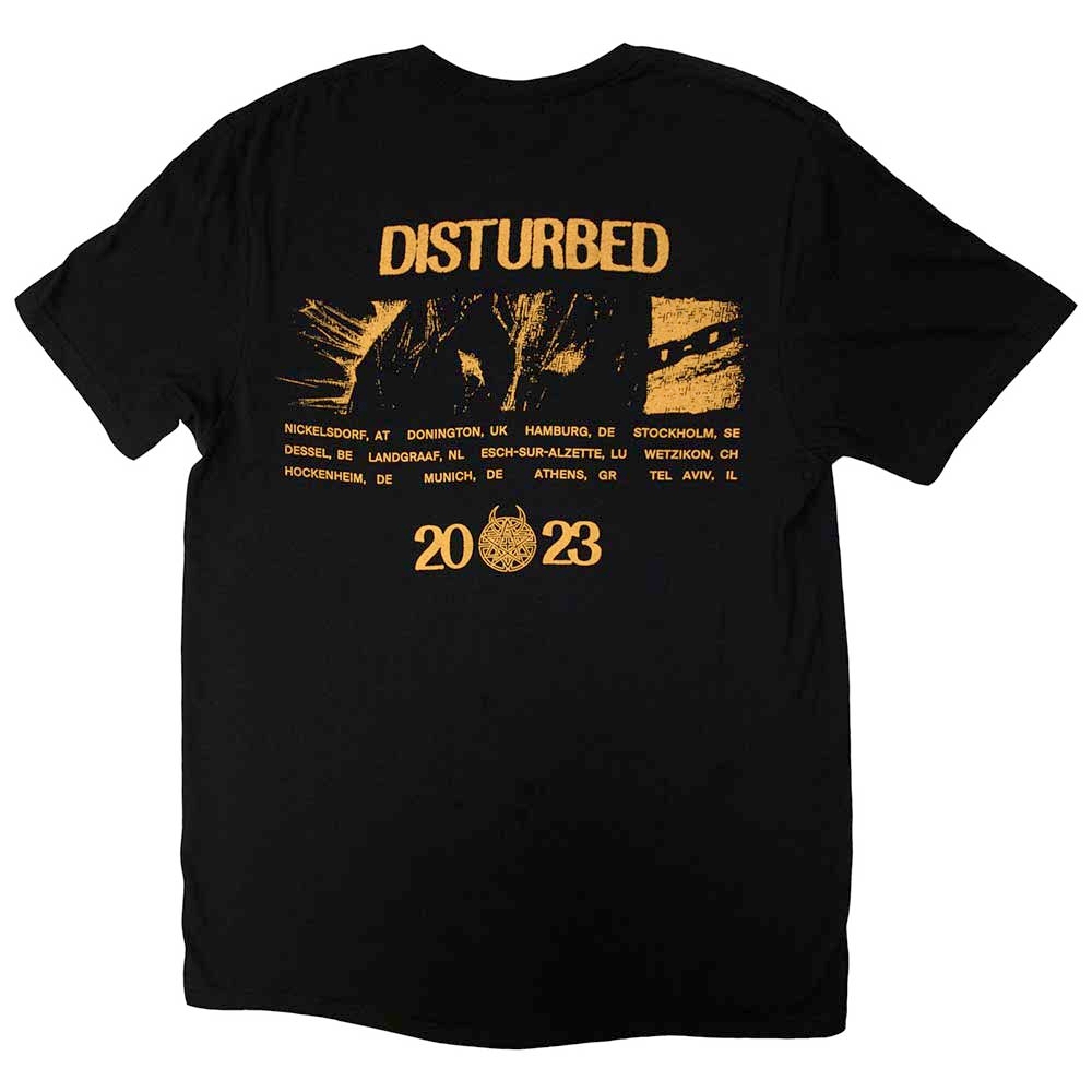 Disturbed - European Tour '23 Split Face Heren Tshirt - Zwart